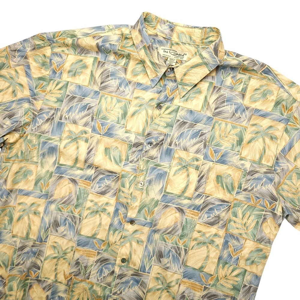 Tori Richard Shirt Mens 2XL Multicolor Hawaiian Palm Short Sleeve Cotton